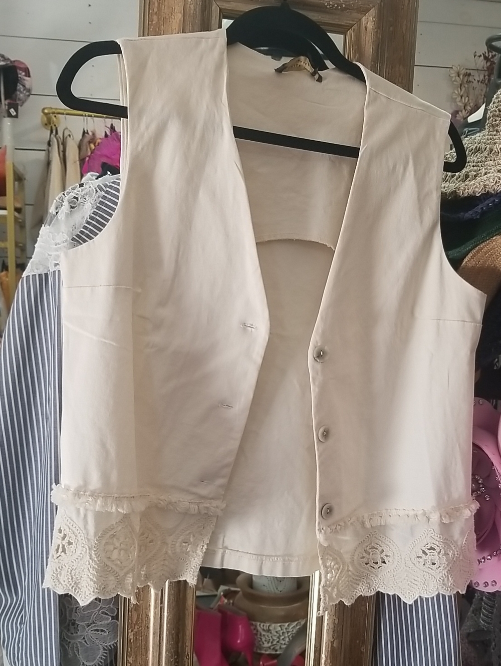 White Lace-Trim Sleeveless Vest
